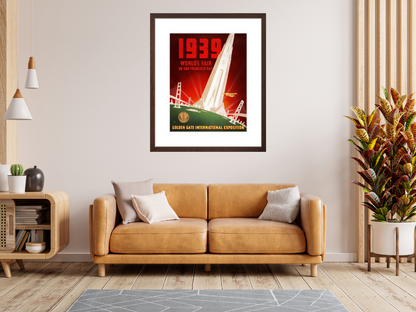 1939 World's Fair on San Francisco Bay poster framed on wall
