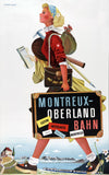 Montreux - Oberland Bahn Switzerland Vintage Travel Poster