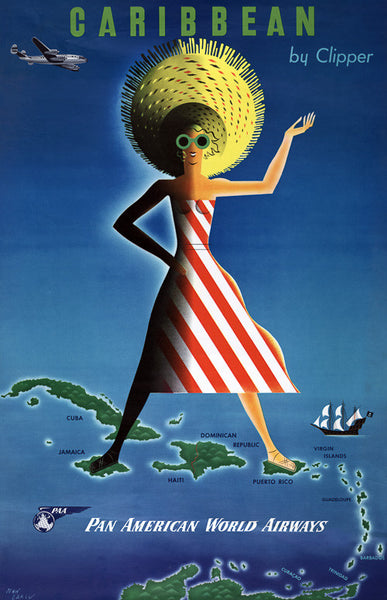 Caribbean by Clipper Vintage Travel Poster