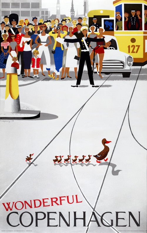 Wonderful Copenhagen Vintage Travel Poster