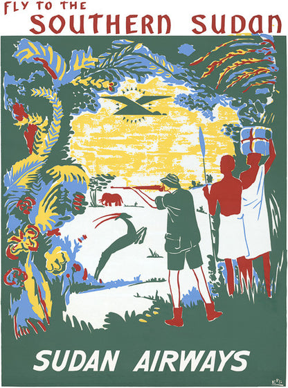Fly to the Southern Sudan travel poster