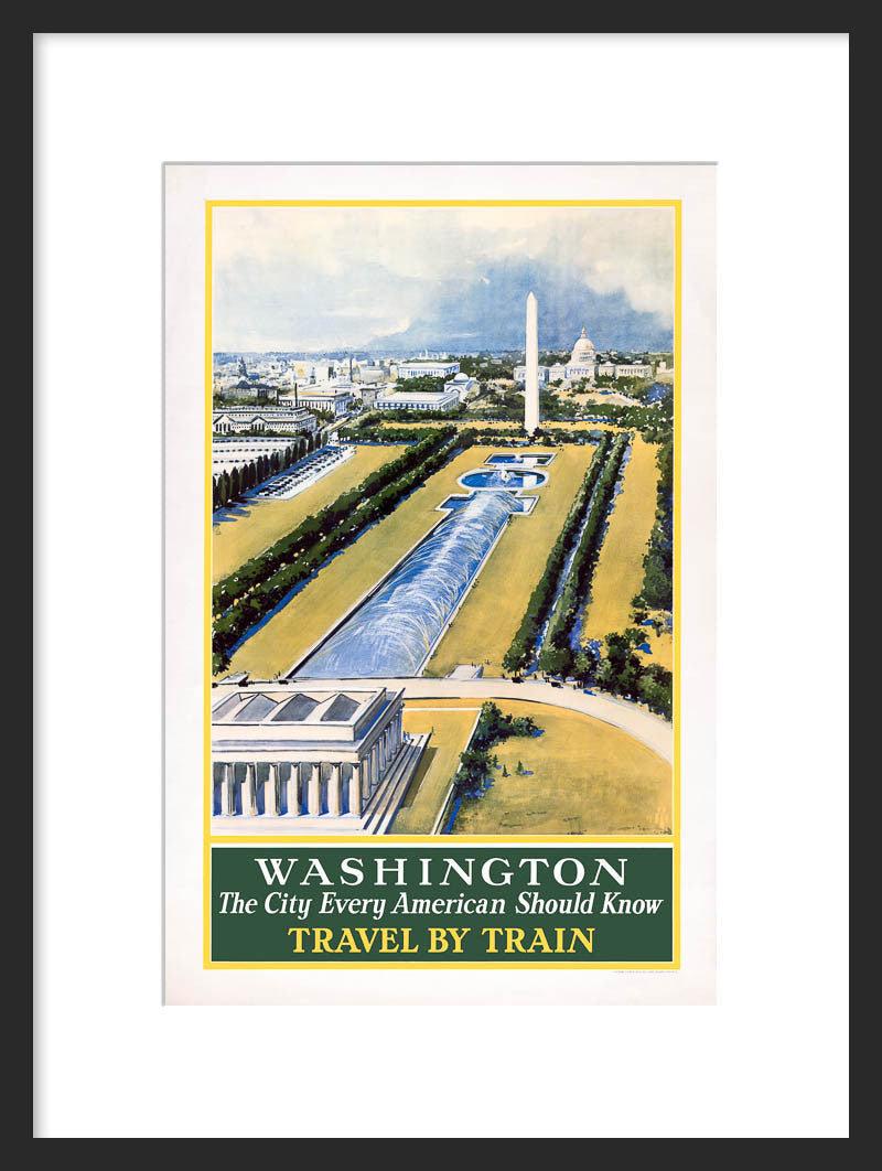 Washington: Travel by Train Vintage Travel Poster