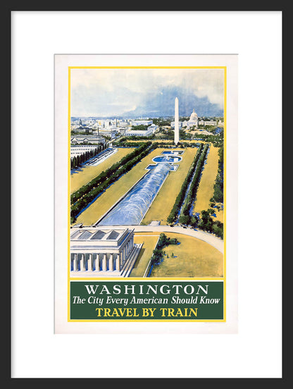 Washington: Travel by Train Vintage Travel Poster
