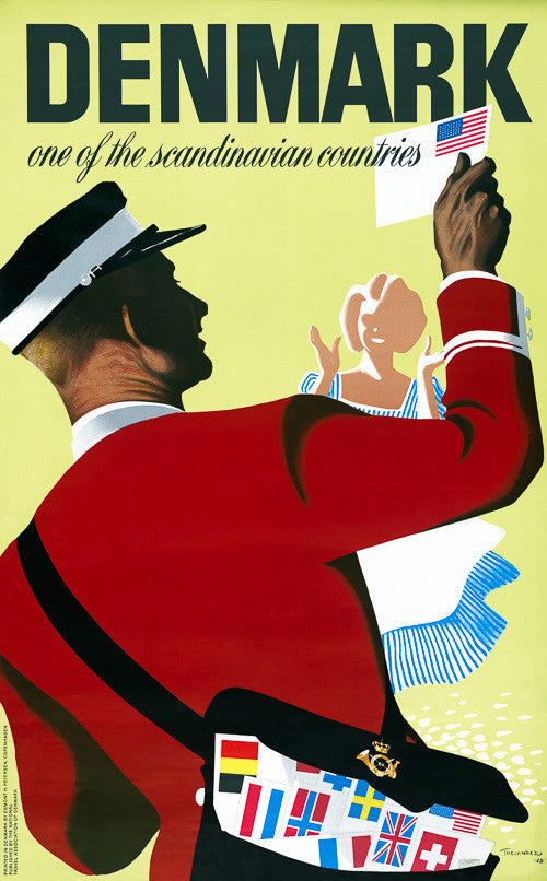 ブリキ？製 ヴィンテージポスター MATSONIA 南アフリカクルーズ　アメリカ Denmark: One of the Scandinavian Countries Vintage Travel Poster