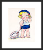 Campbell Kid with a life preserver framed print