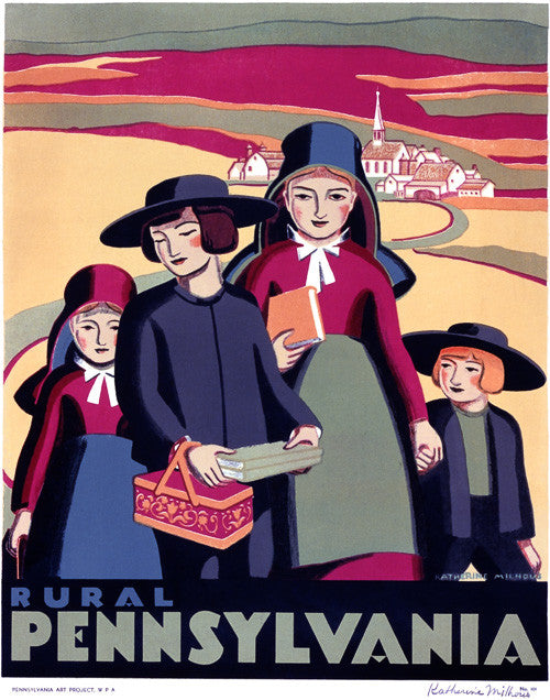 Rural Pennsylvania Vintage Travel Poster