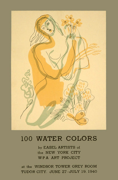 100 Water Colors WPA poster