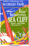 1939 Worlds Fair: Visit Beautiful Sea Cliff Vintage Travel Poster