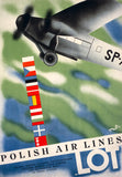 LOT Polish Air Lines Vintage Travel Poster
