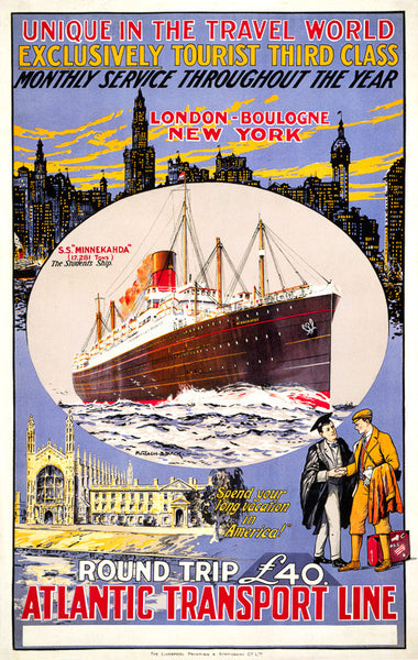 Atlantic Transport Line Vintage Travel Poster