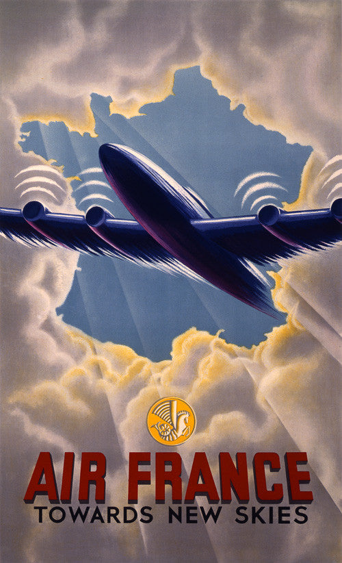Air France Towards New Skies Vintage Travel Poster – Vintagraph Art