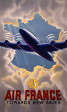 Air France Towards New Skies Vintage Travel Poster