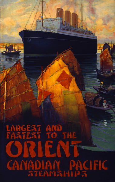 Largest and Fastest to the Orient Vintage Travel Poster