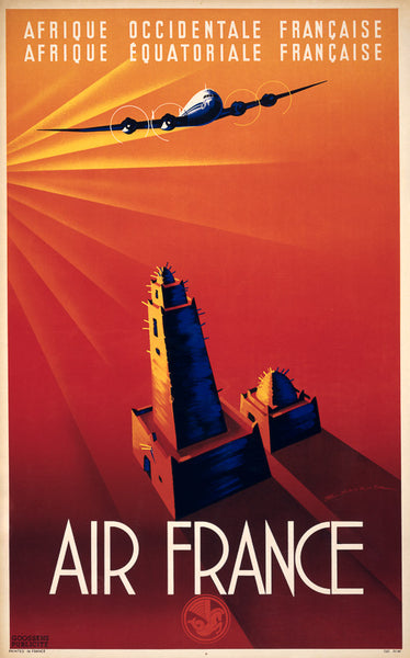 Afrique Occidentale Francaise - Air France Vintage Travel Poster