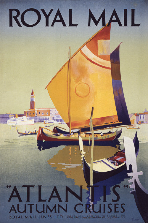 Royal Mail "Atlantis" Autumn Cruises Vintage Travel Poster