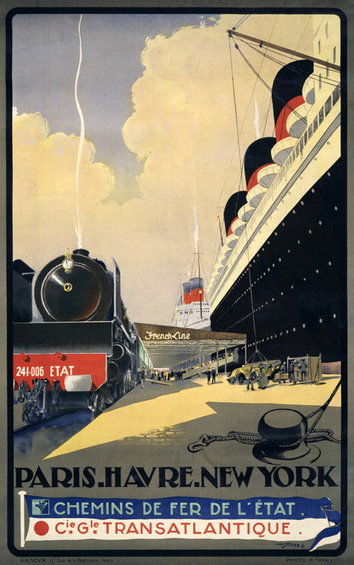Paris. Havre. New York. Vintage Travel Poster – Vintagraph Art