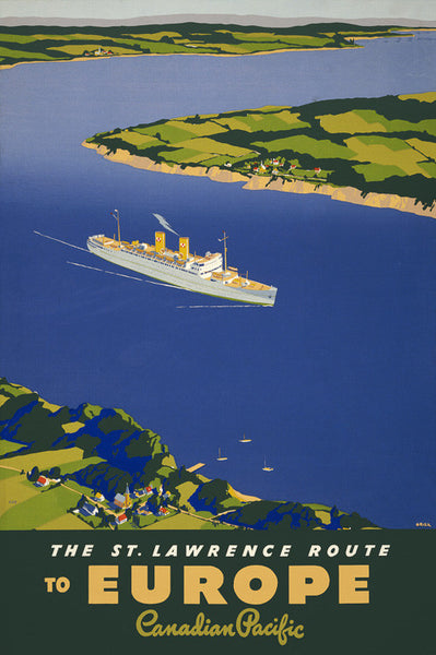 The St. Lawrence Route to Europe Vintage Travel Poster