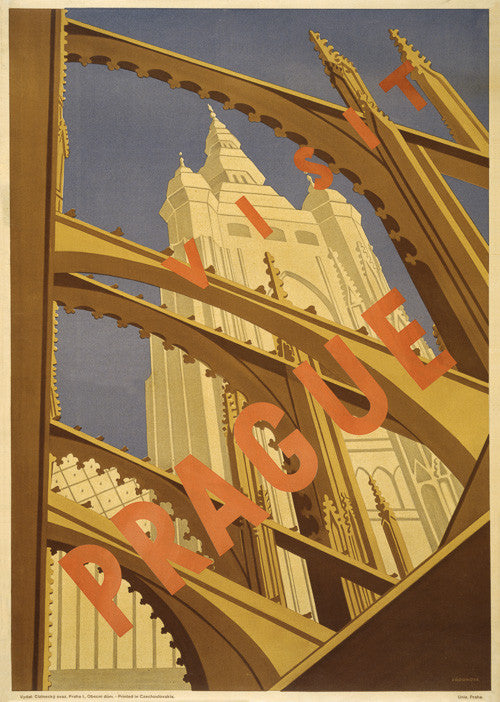 Visit Prague Vintage Travel Poster – Vintagraph Art