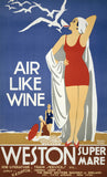 Air Like Wine: Weston-super-Mare Vintage Travel Poster