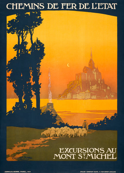 Mont Saint-Michel Vintage Travel Poster