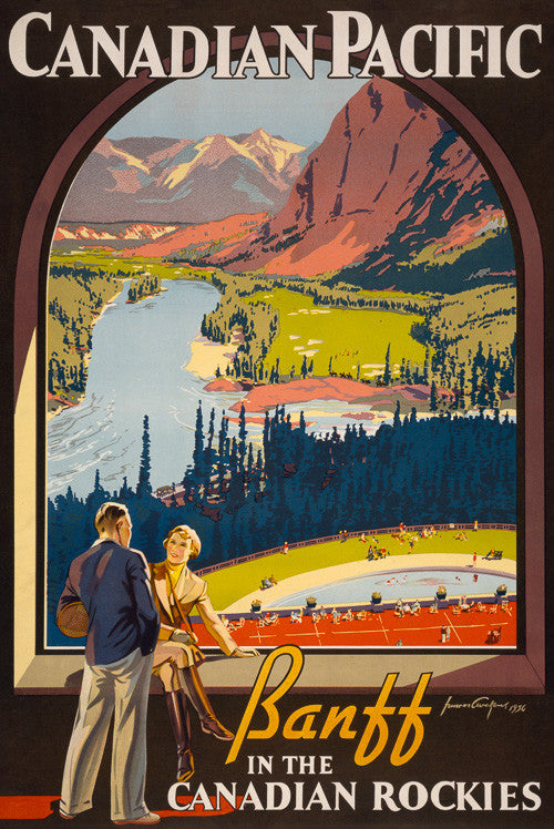 Banff in the Canadian Rockies Vintage Travel Poster
