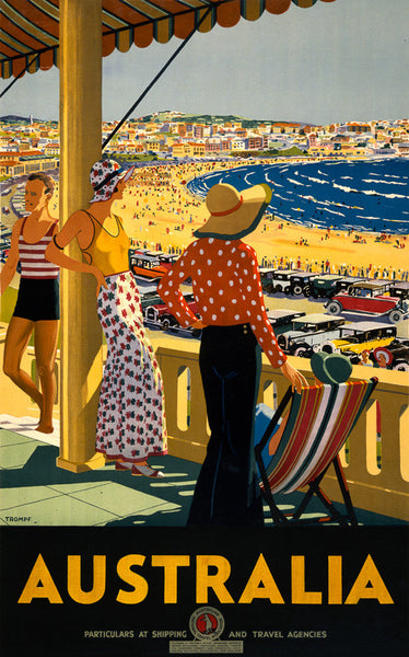 Australia Beach Vintage Travel Poster