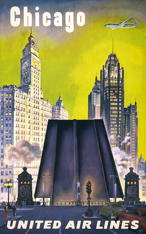Chicago Michigan Avenue Vintage Travel Poster
