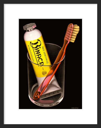 Binaca Toothpaste advertising poster framed