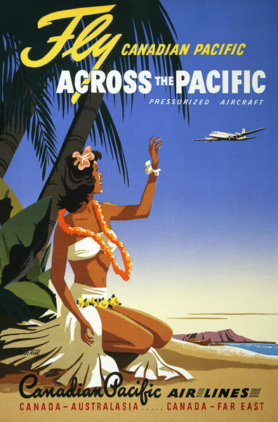 Fly Canadian Pacific Across the Pacific Vintage Travel Poster