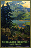 Adirondack Mountains, Lake Placid New York Central Lines travel poster
