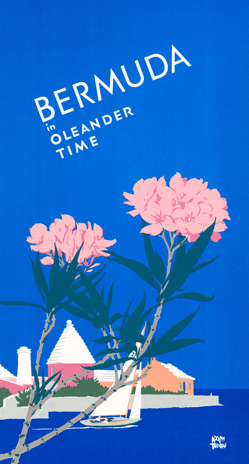 Bermuda in Oleander Time Vintage Travel Poster