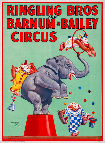 Ringling Bros Circus Elephant and Chimpanzees poster