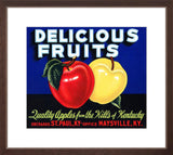 Delicious Fruits Quality Apples Crate Label in brown frame