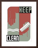 Keep Clean WPA Poster brown frame