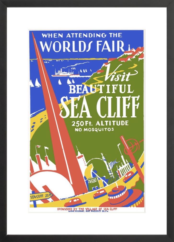 1939 Worlds Fair: Visit Beautiful Sea Cliff Vintage Travel Poster