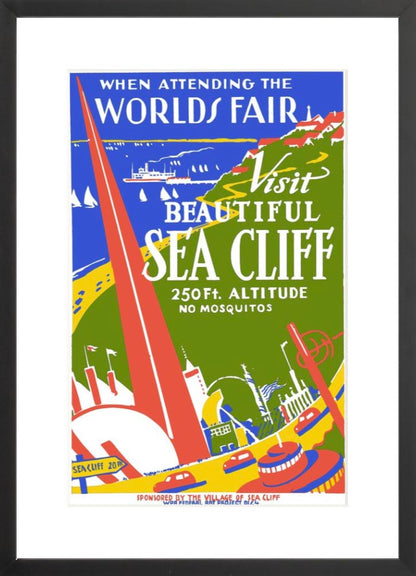 1939 Worlds Fair: Visit Beautiful Sea Cliff Vintage Travel Poster