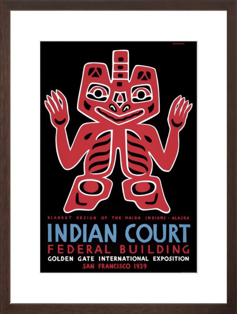 Indian Court: Haida Blanket Design poster brown frame