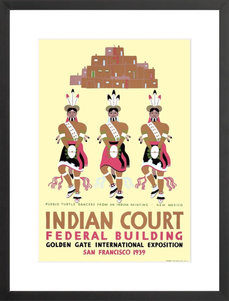 Indian Court: Pueblo Turtle Dancers poster black frame