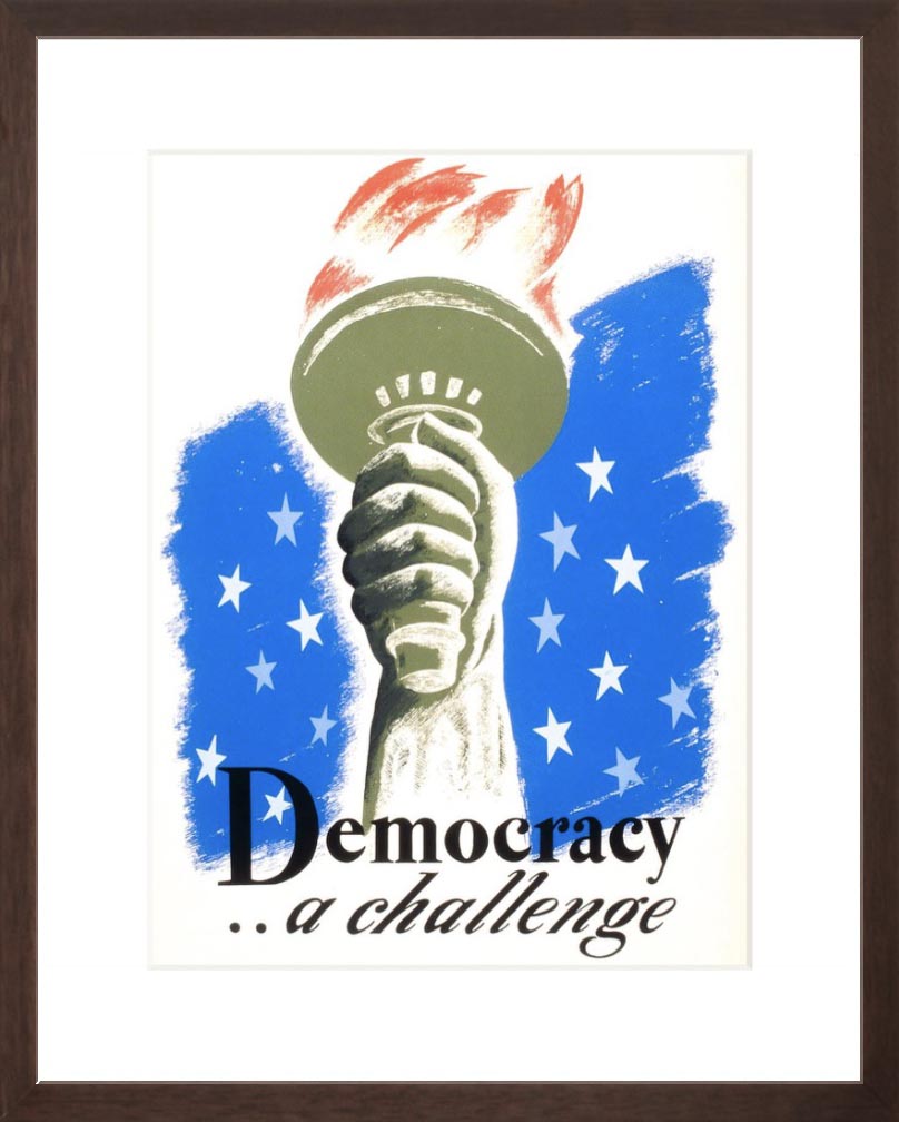 Democracy ... a challenge poster  brown frame