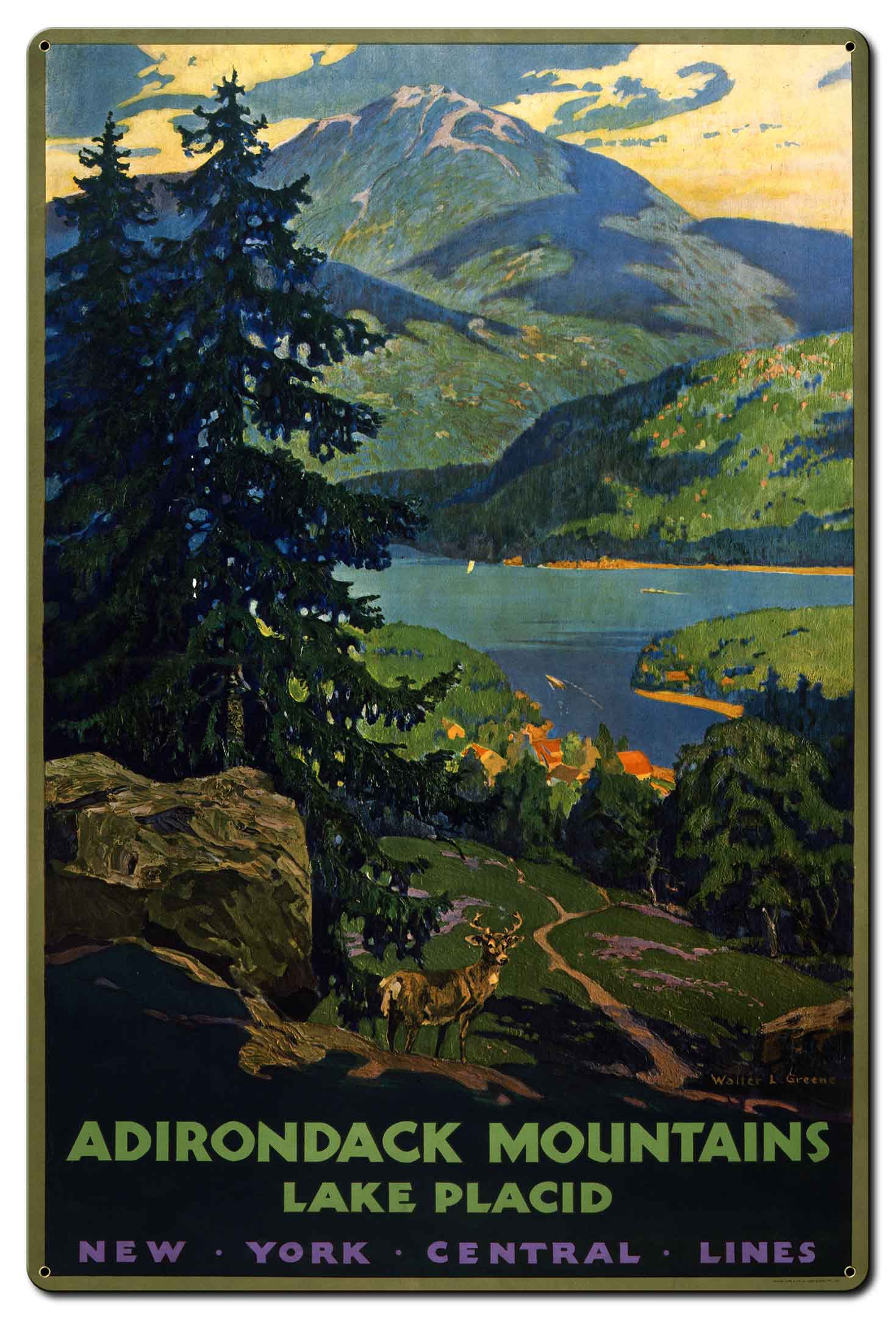 Adirondack Mountains: Lake Placid poster Aluminum
