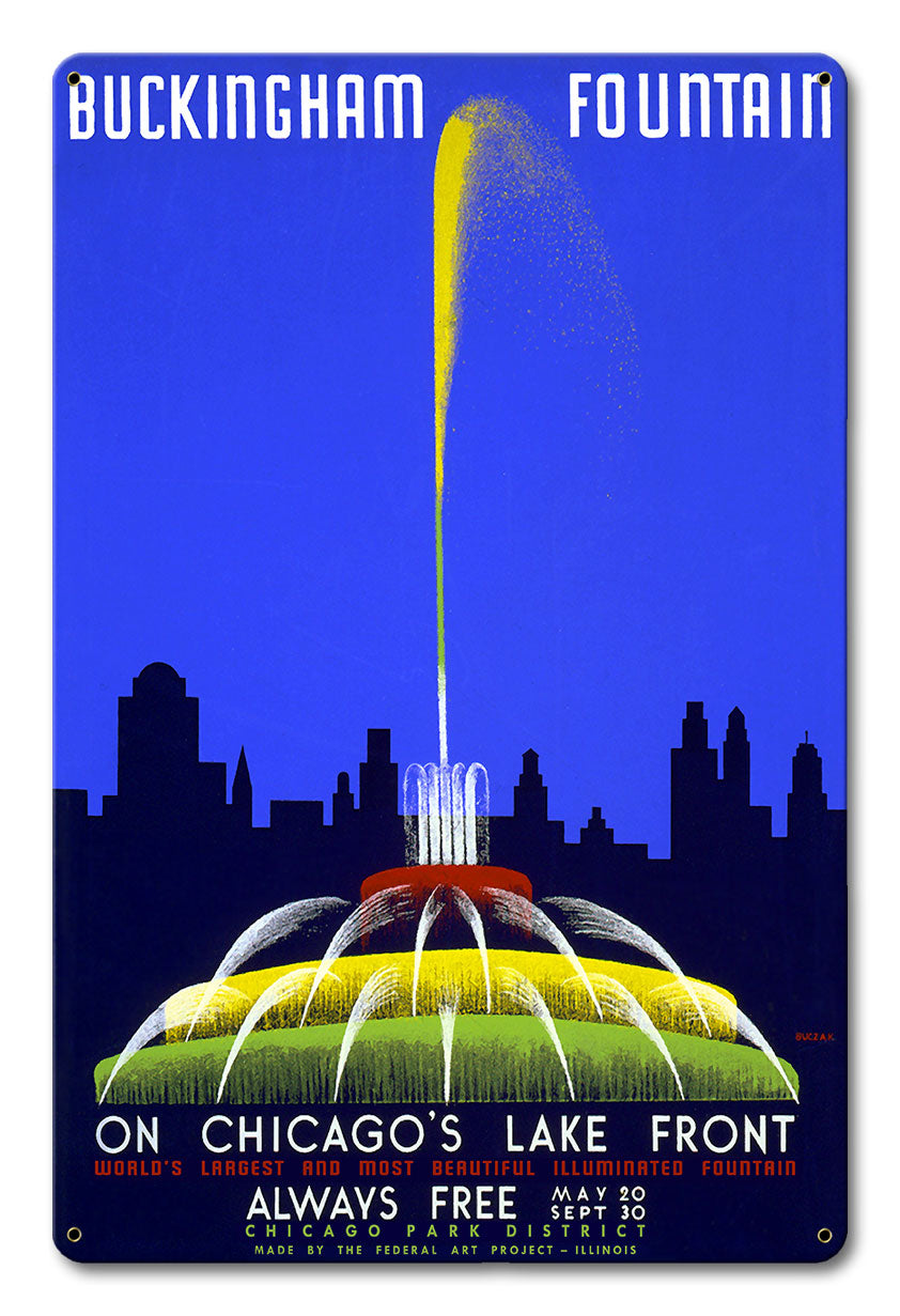 Buckingham Fountain poster Aluminum