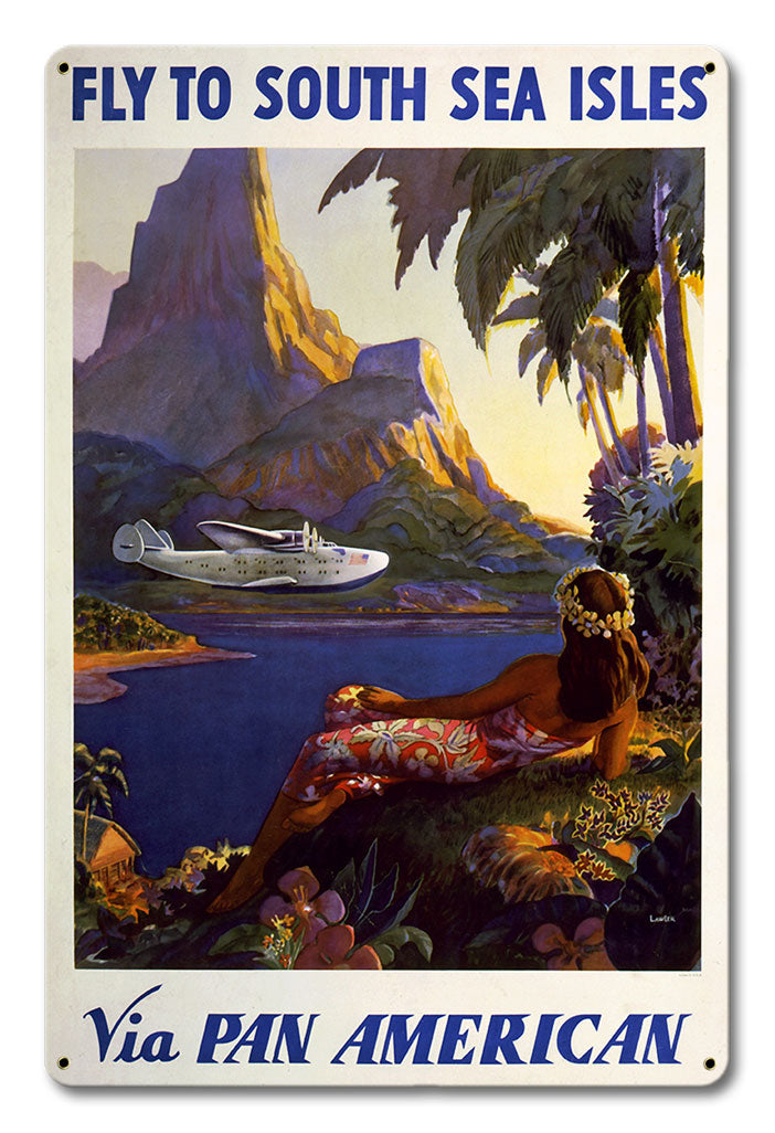 Fly to South Sea Isles via Pan American - Vintage Travel Poster