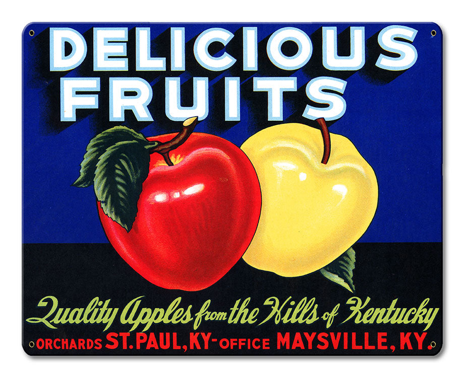 Delicious Fruits Quality Apples Crate Label Aluminum