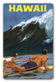 Vintage Hawaii Surfing Poster on metal sign