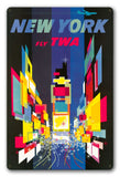 New York Fly TWA metal sign
