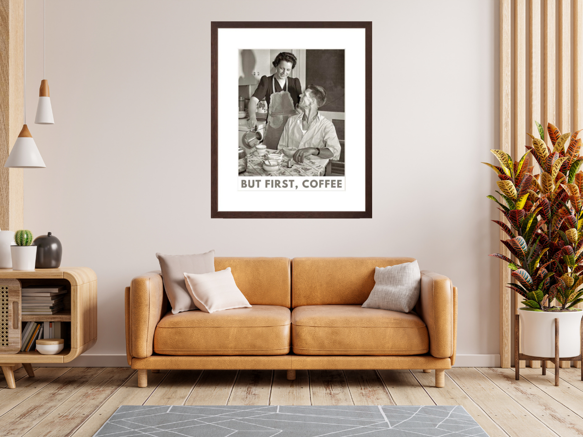 But First, Coffee poster framed on wall