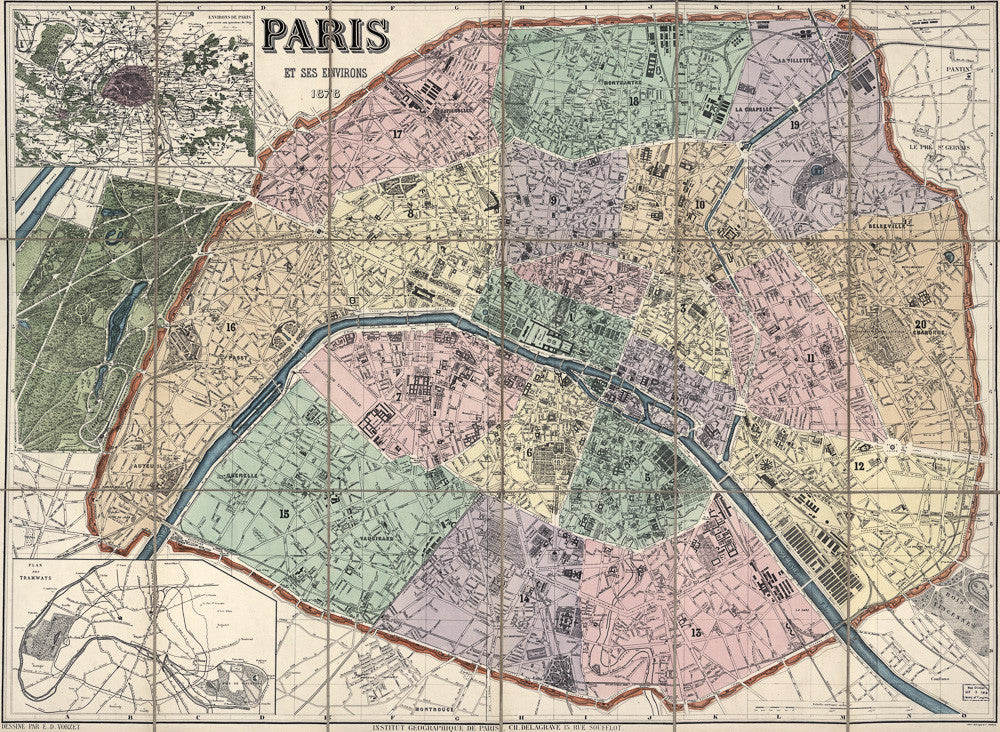 Paris map, 1878