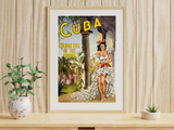 Cuba, Holiday Isle of the Tropics vintage travel poster framed in room