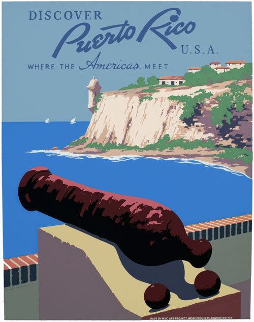 Discover Puerto Rico U.S.A. Vintage Travel Poster