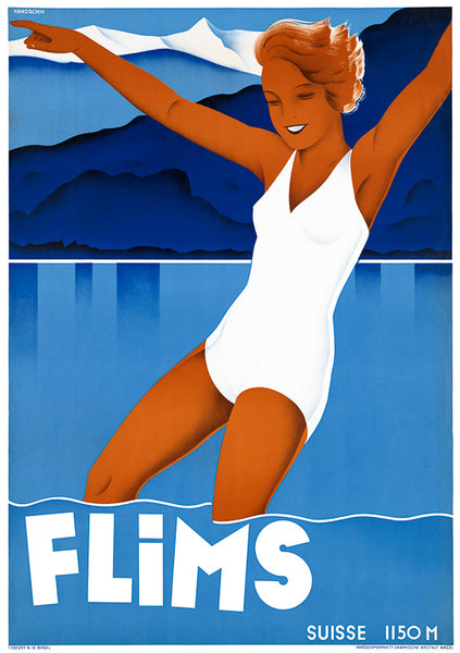 Flims Suisse Vintage Travel Poster